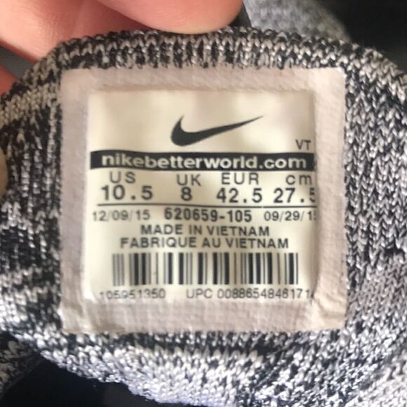 Nike Oreo fly knit max preowned running shoes - Picture 5 of 8